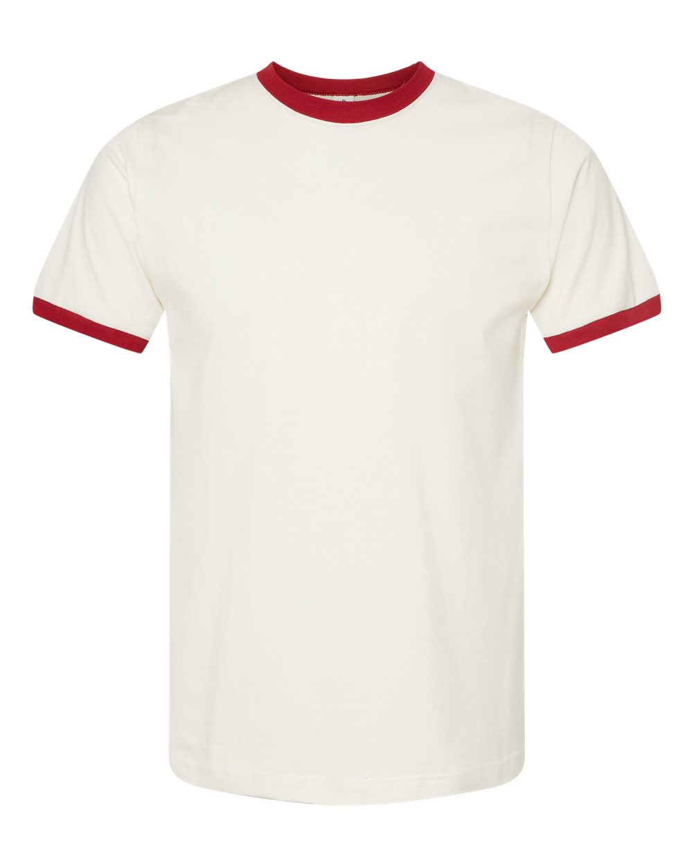 Unisex Fine Jersey Ringer Tee - Vintage White/ Rio Red