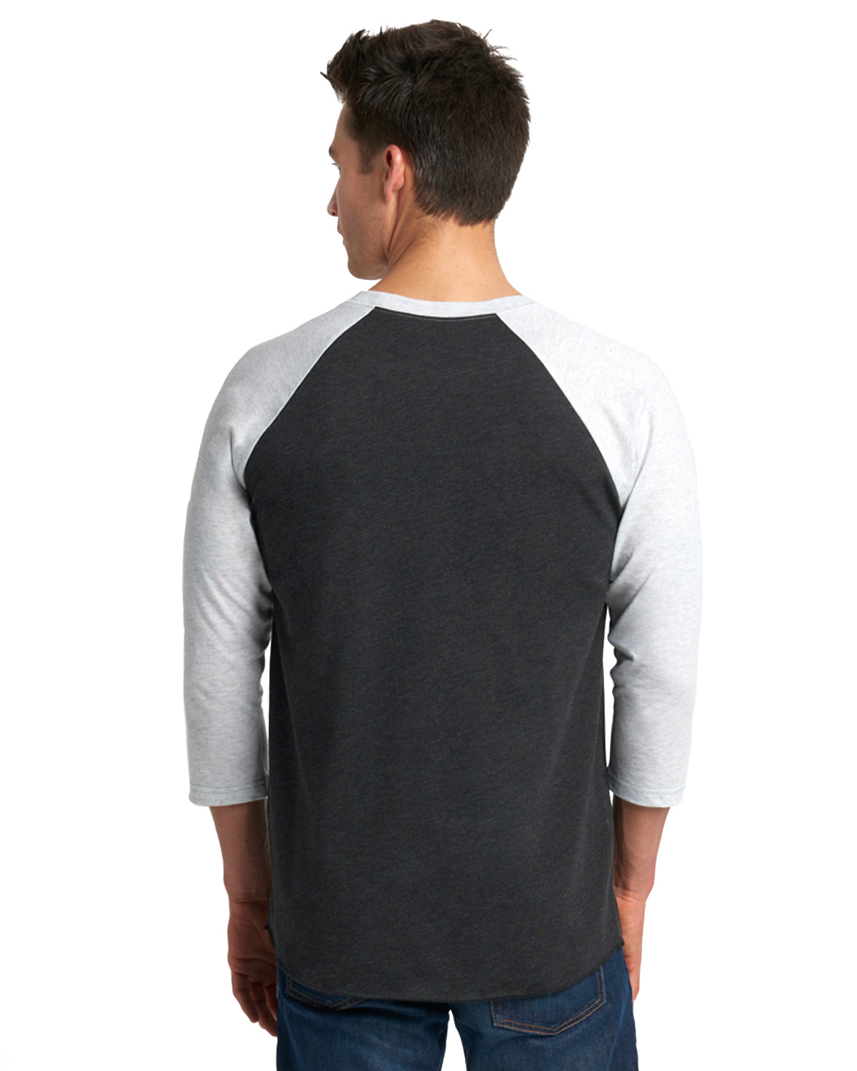 Unisex Triblend 3/4-Sleeve Raglan - Heather White / Vintage Black