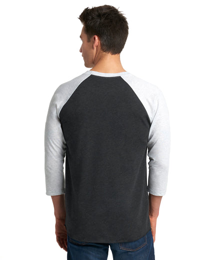 Unisex Triblend 3/4-Sleeve Raglan - Heather White / Vintage Black