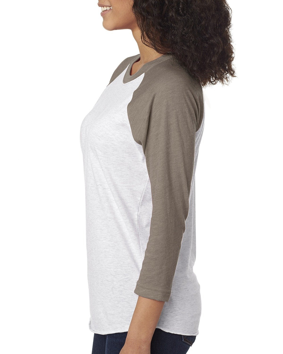 Unisex Triblend 3/4-Sleeve Raglan - Vintage Gray / Heather White