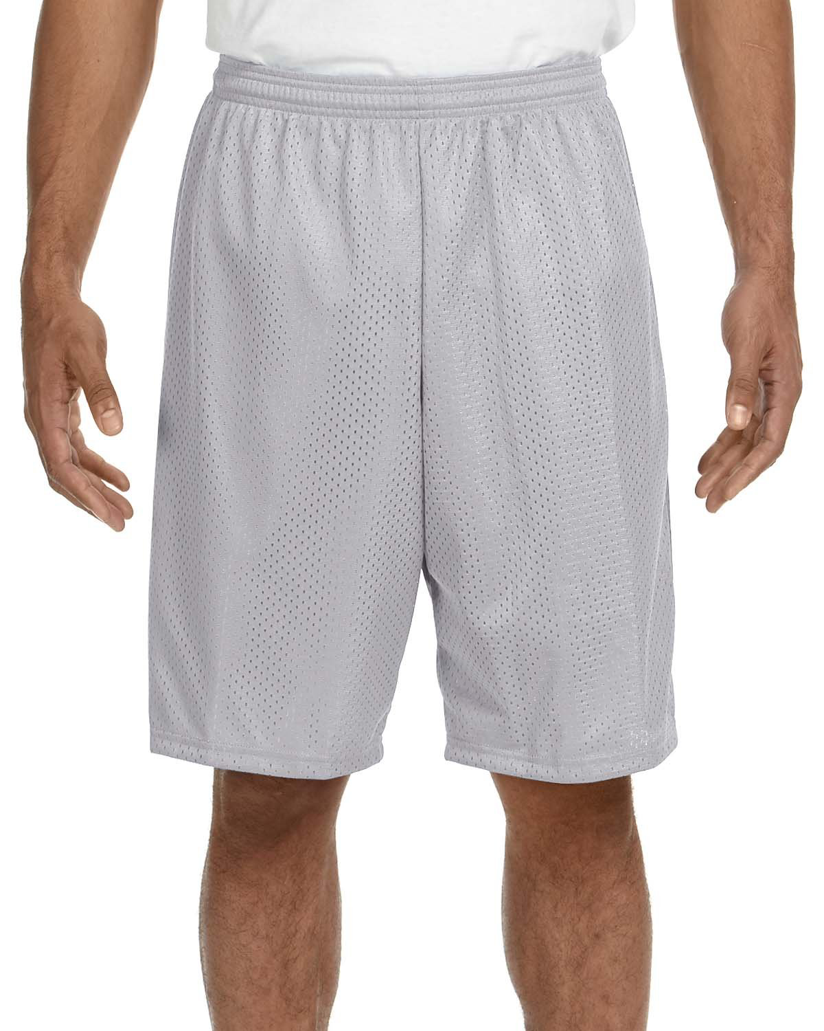 Unisex Nine Inch Inseam Mesh Short - Silver