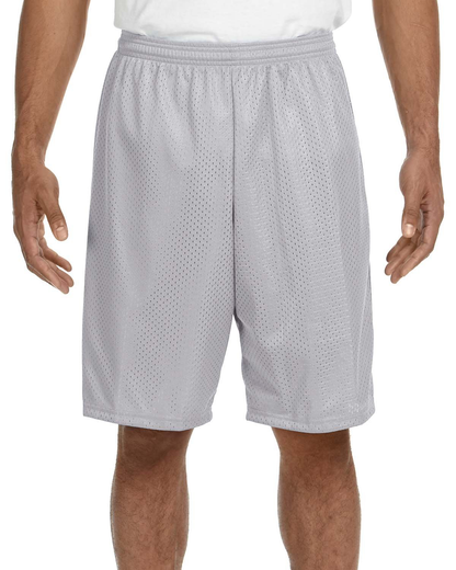 Unisex Nine Inch Inseam Mesh Short - Silver