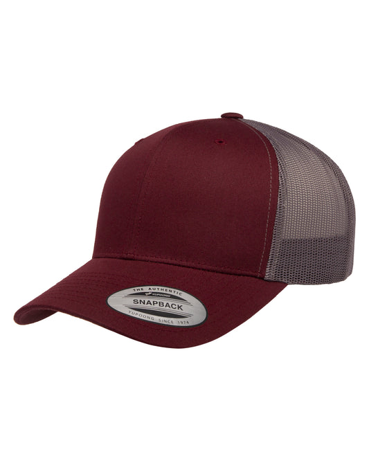 Unisex Retro Trucker Cap - Maroon / Gray