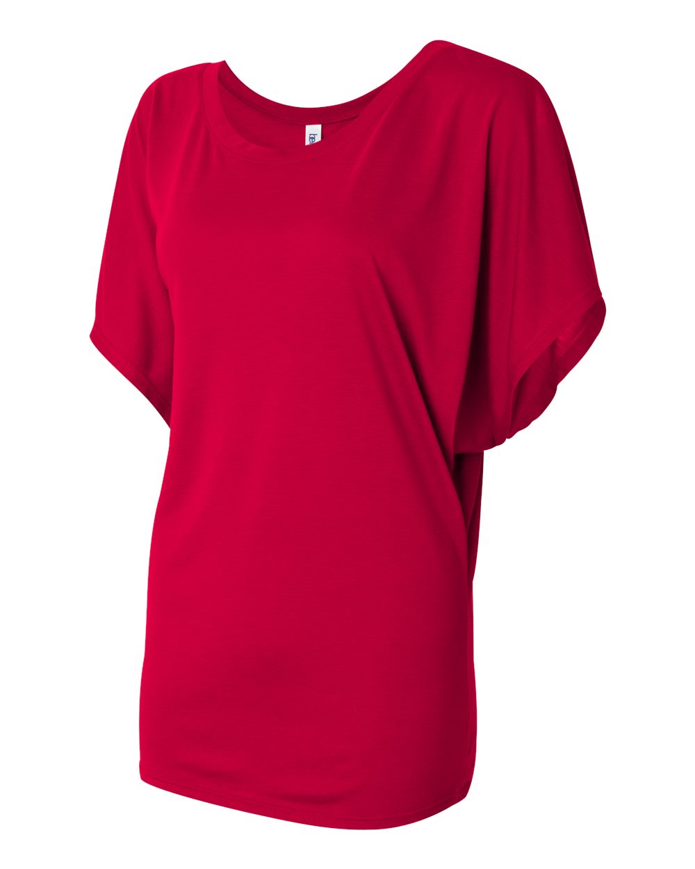 Women's Flowy Draped Sleeve Dolman T-Shirt - Red