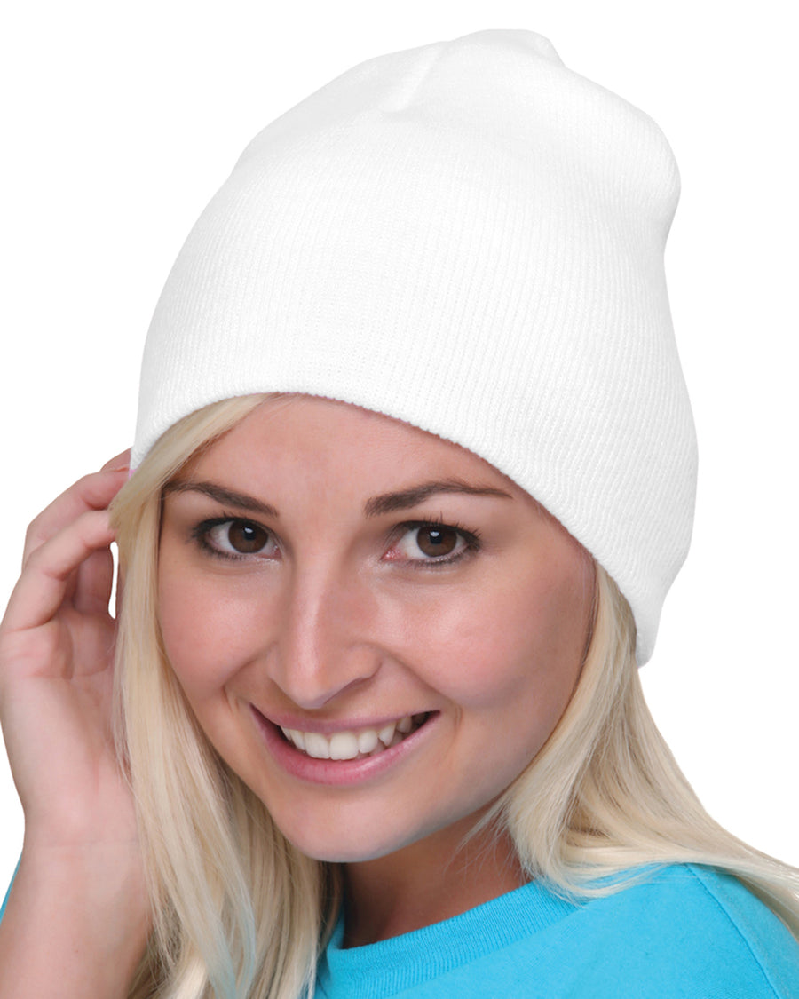 100% Acrylic Beanie - White