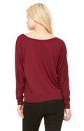 Women's Flowy Long-Sleeve Off Shoulder T-Shirt - Maroon
