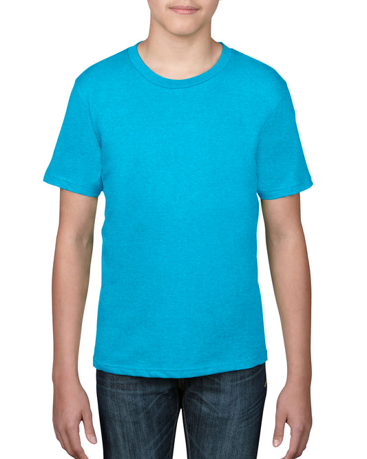 Youth Lightweight T-Shirt - Heather Caribbean Blue