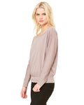 Women's Flowy Long-Sleeve Off Shoulder T-Shirt - Pebble Brown
