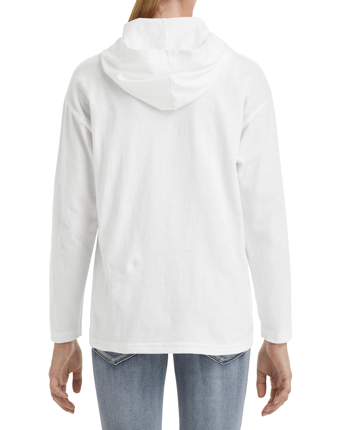 Youth Long-Sleeve Hooded T-Shirt - White