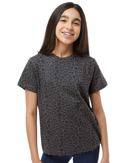 Youth Fine Jersey T-Shirt - Black Leopard