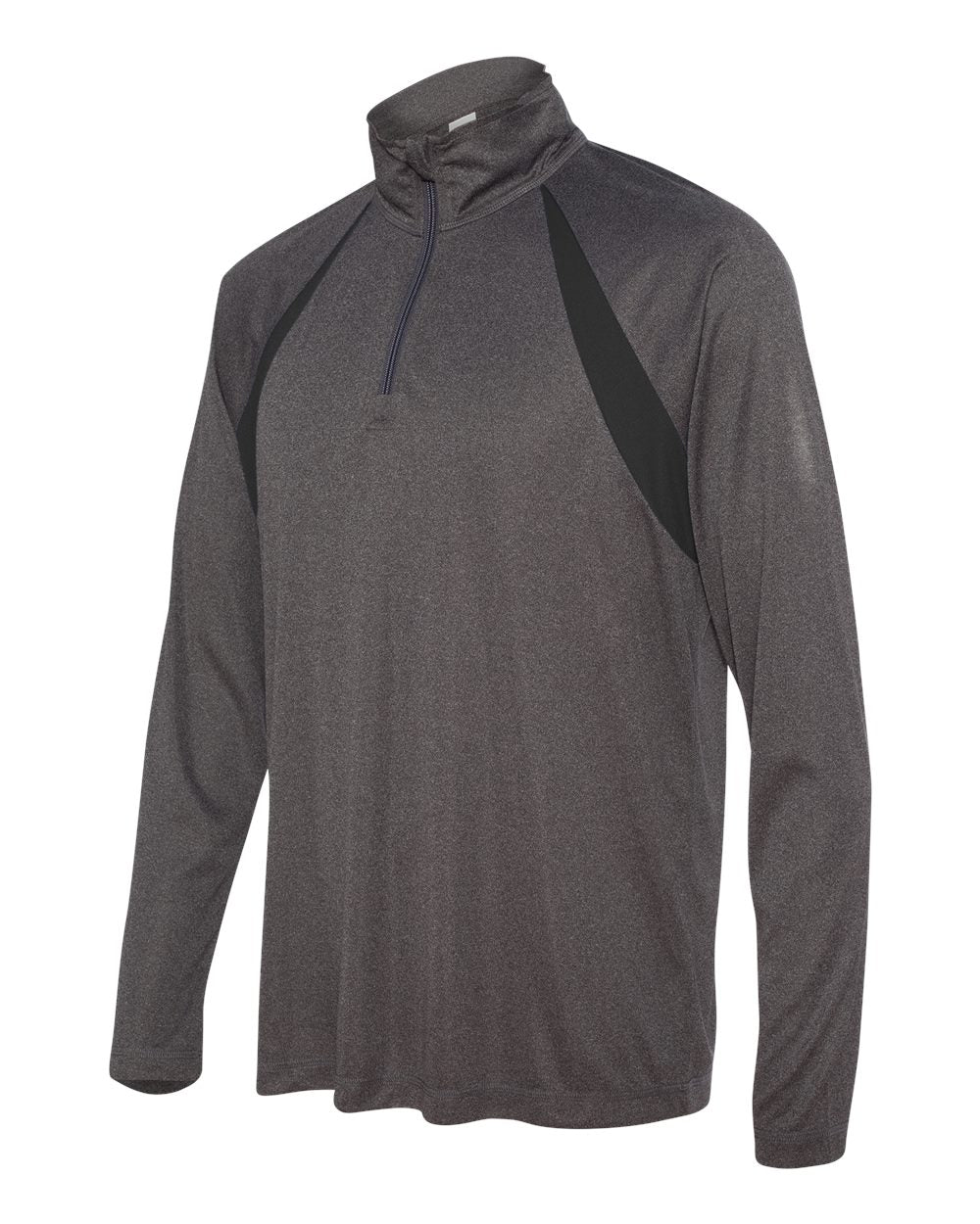 Quarter-Zip Lightweight Raglan Pullover - Dark Gray Heather / Black