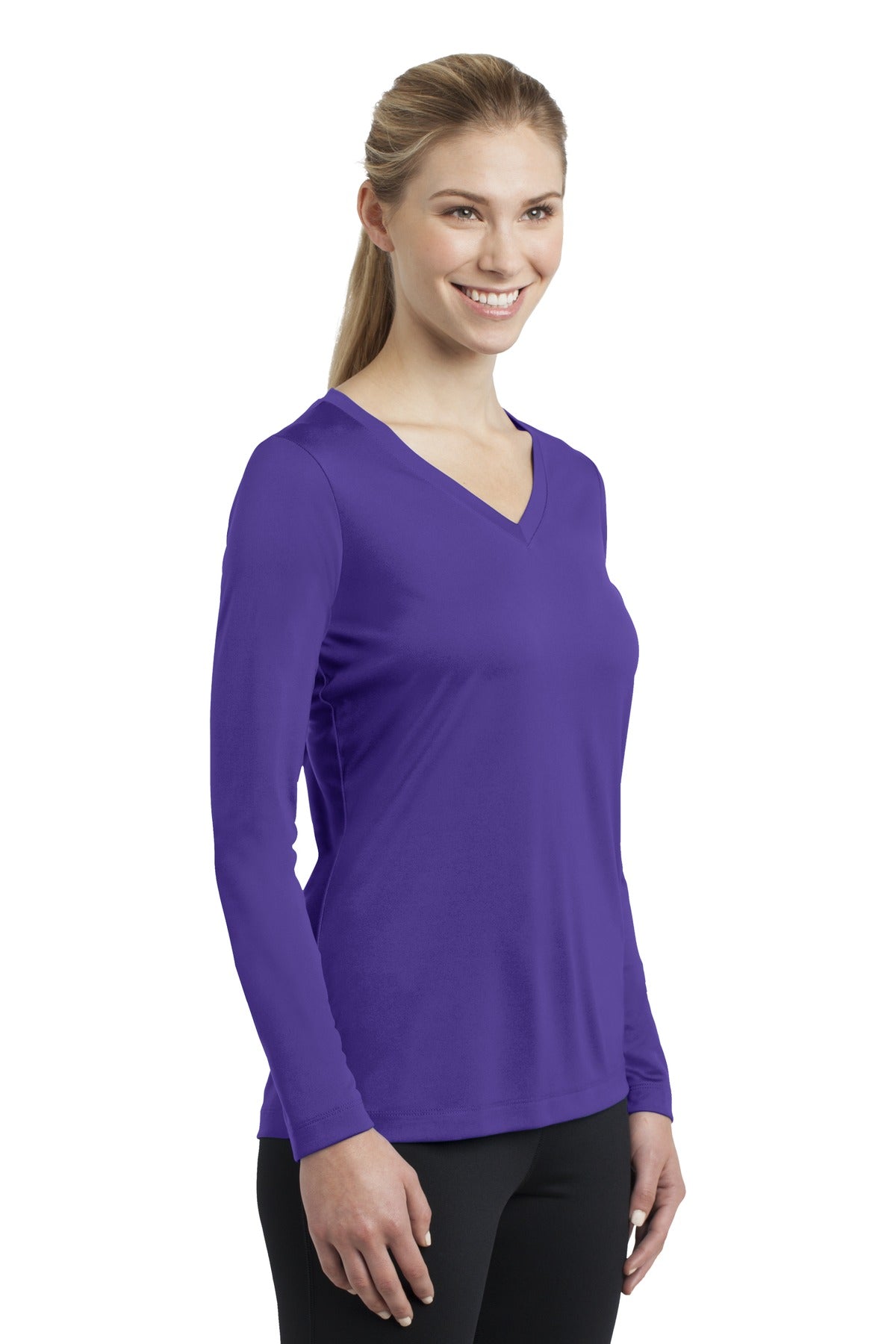Women's Long Sleeve PosiCharge Competitor V-Neck Tee - Purple