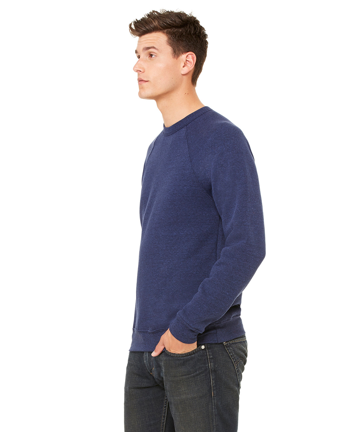 Unisex Sponge Fleece Raglan Sweatshirt - Navy Triblend