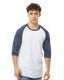 Tultex 0245TC - Unisex Fine Jersey Raglan Tee - White / Heather Denim