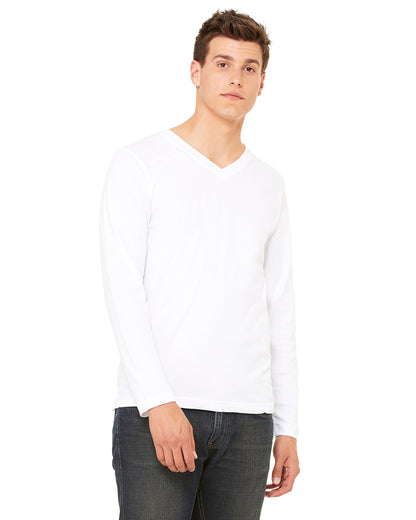 Unisex Jersey Long-Sleeve V-Neck T-Shirt - White
