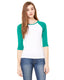 Bella + Canvas B2000 - Women's Baby Rib 3/4-Sleeve Contrast Raglan T-Shirt - White / Kelly
