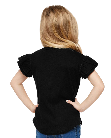 Toddler Flutter Sleeve T-Shirt - Black