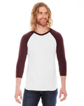 Unisex Poly-Cotton 3/4-Sleeve Raglan T-Shirt - White / Truffle