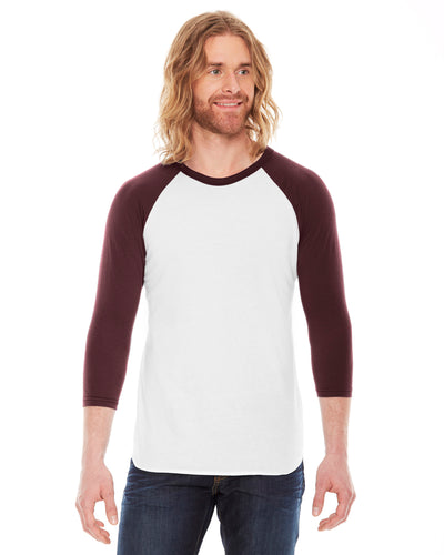 Unisex Poly-Cotton 3/4-Sleeve Raglan T-Shirt - White / Truffle