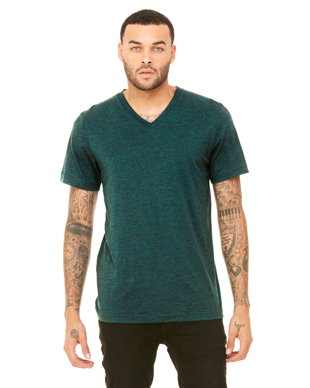 Unisex Triblend V-Neck T-Shirt - Emerald Triblend