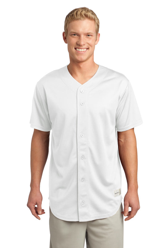 Unisex PosiCharge Tough Mesh Full-Button Jersey - White