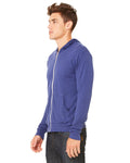 Unisex Triblend Full-Zip Lightweight Hoodie - Navy Triblend