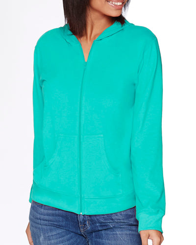 Unisex Sueded Full-Zip Hoodie - Tahiti Blue