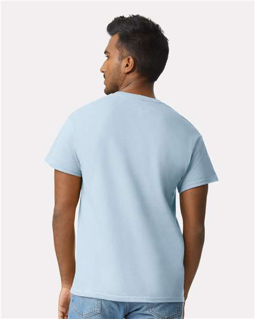 Gildan 2000 Light Blue — on model back