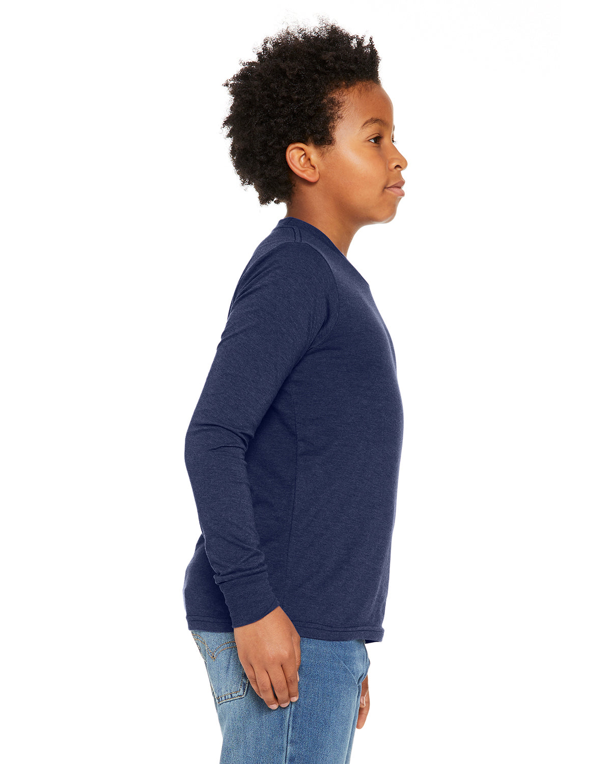 Youth Triblend Long Sleeve Tee - Navy Triblend