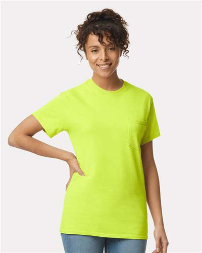 Gildan 2300 Safety Green — on model front