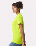 Gildan 2300 Safety Green — on model side
