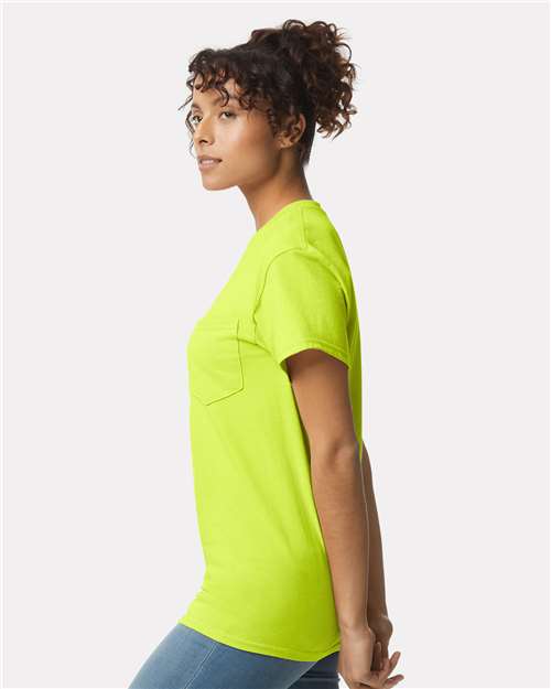 Gildan 2300 Safety Green — on model side
