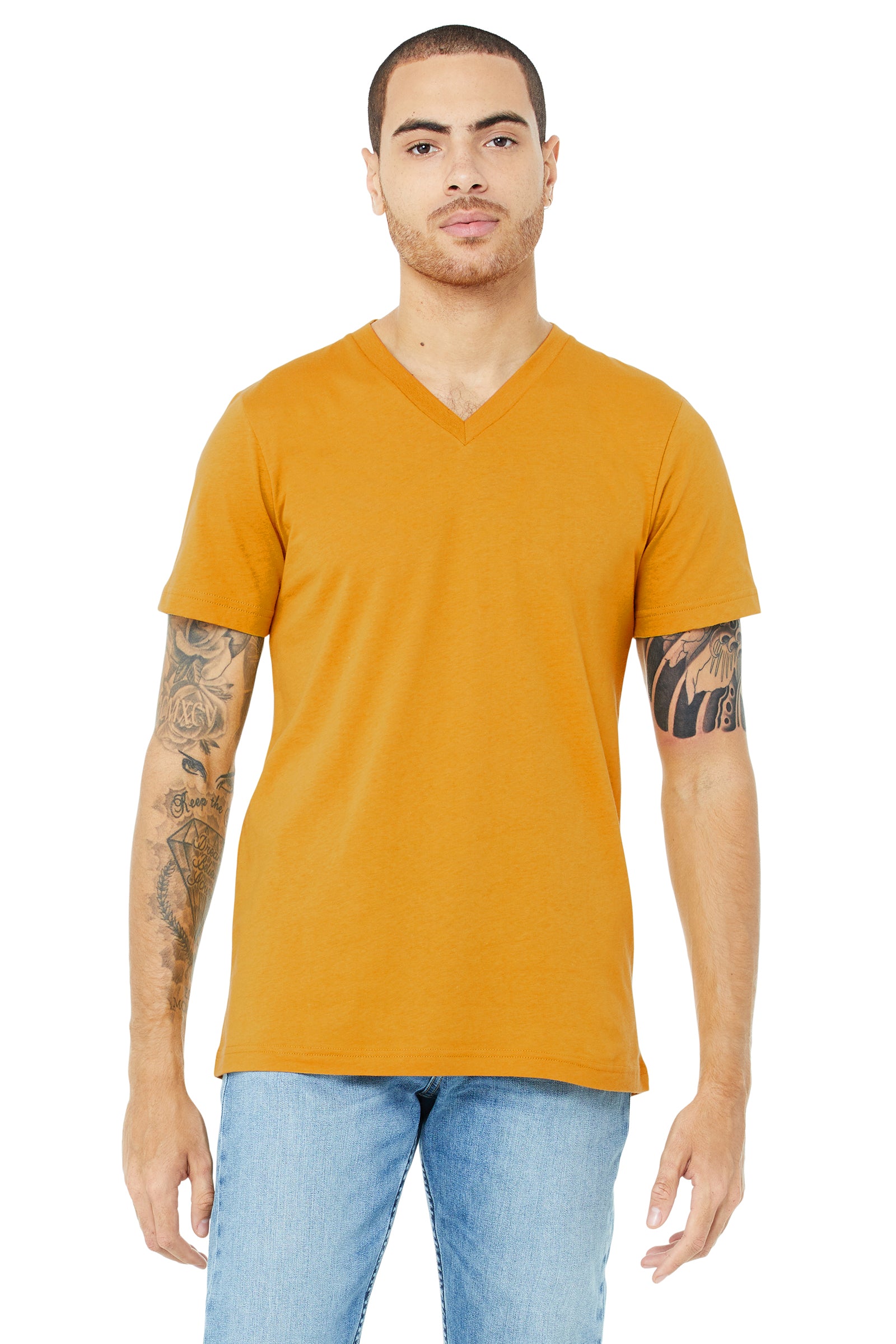 Unisex Jersey Short-Sleeve V-Neck T-Shirt - Mustard
