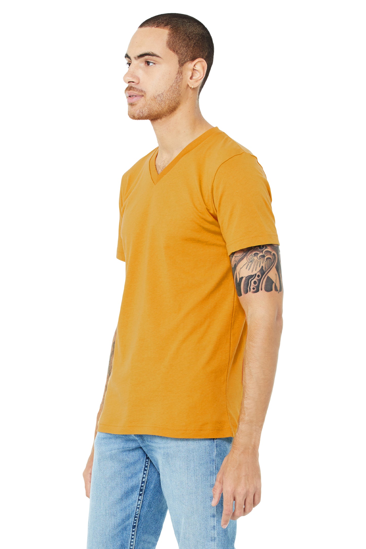 Unisex Jersey Short-Sleeve V-Neck T-Shirt - Mustard