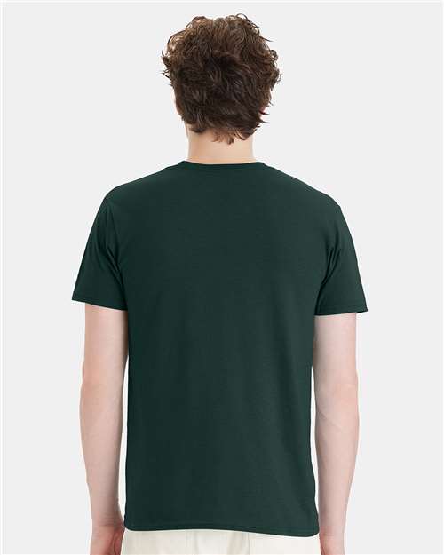 Hanes 4980 Deep Forest — on model back