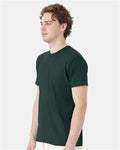 Hanes 4980 Deep Forest — on model side