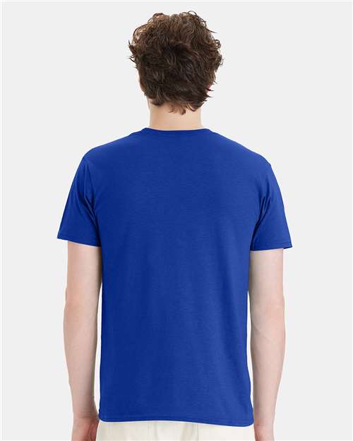 Hanes 4980 Deep Royal — on model back