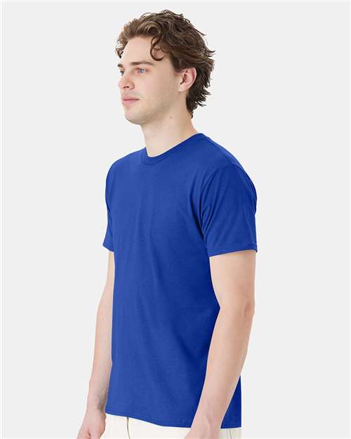 Hanes 4980 Deep Royal — on model side