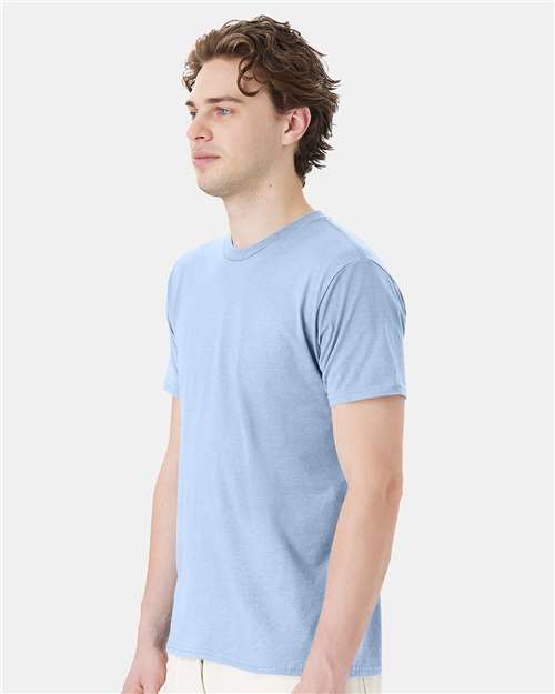 Hanes 4980 Light Blue — on model side