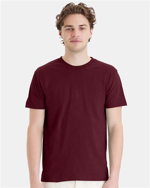 Hanes 4980 Maroon — on model front