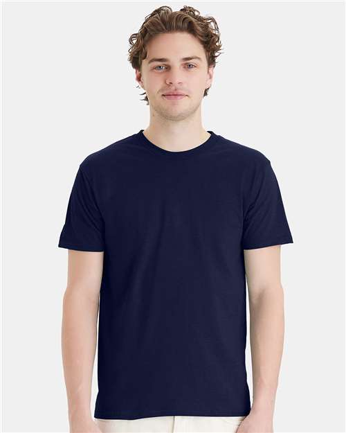 Hanes 4980 Navy — on model front