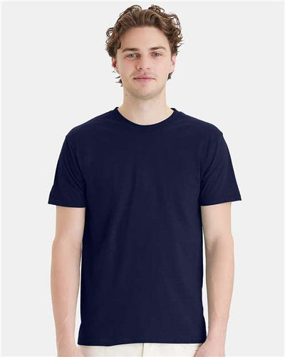 Hanes 4980 Navy — on model front