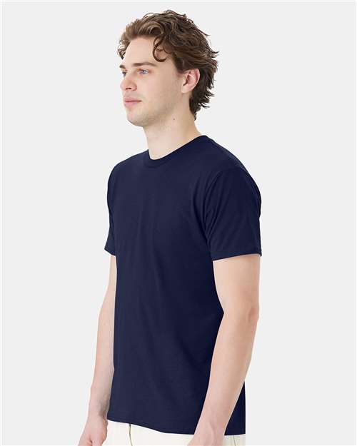 Hanes 4980 Navy — on model side