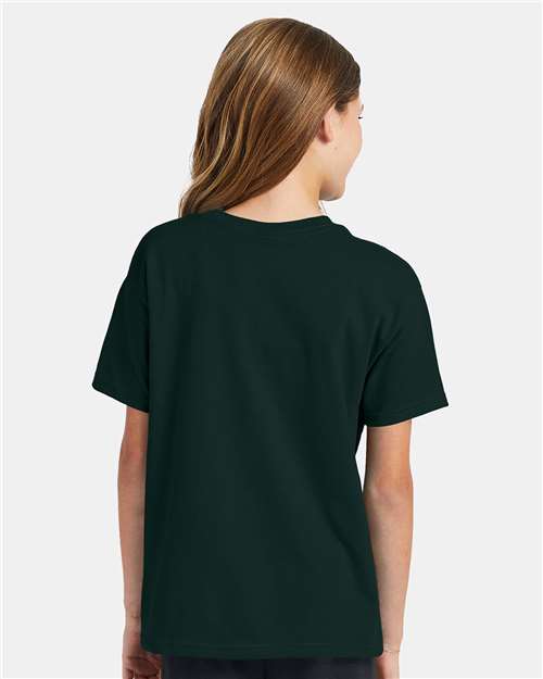 Hanes 5370 Deep Forest — on model back