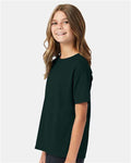 Hanes 5370 Deep Forest — on model side