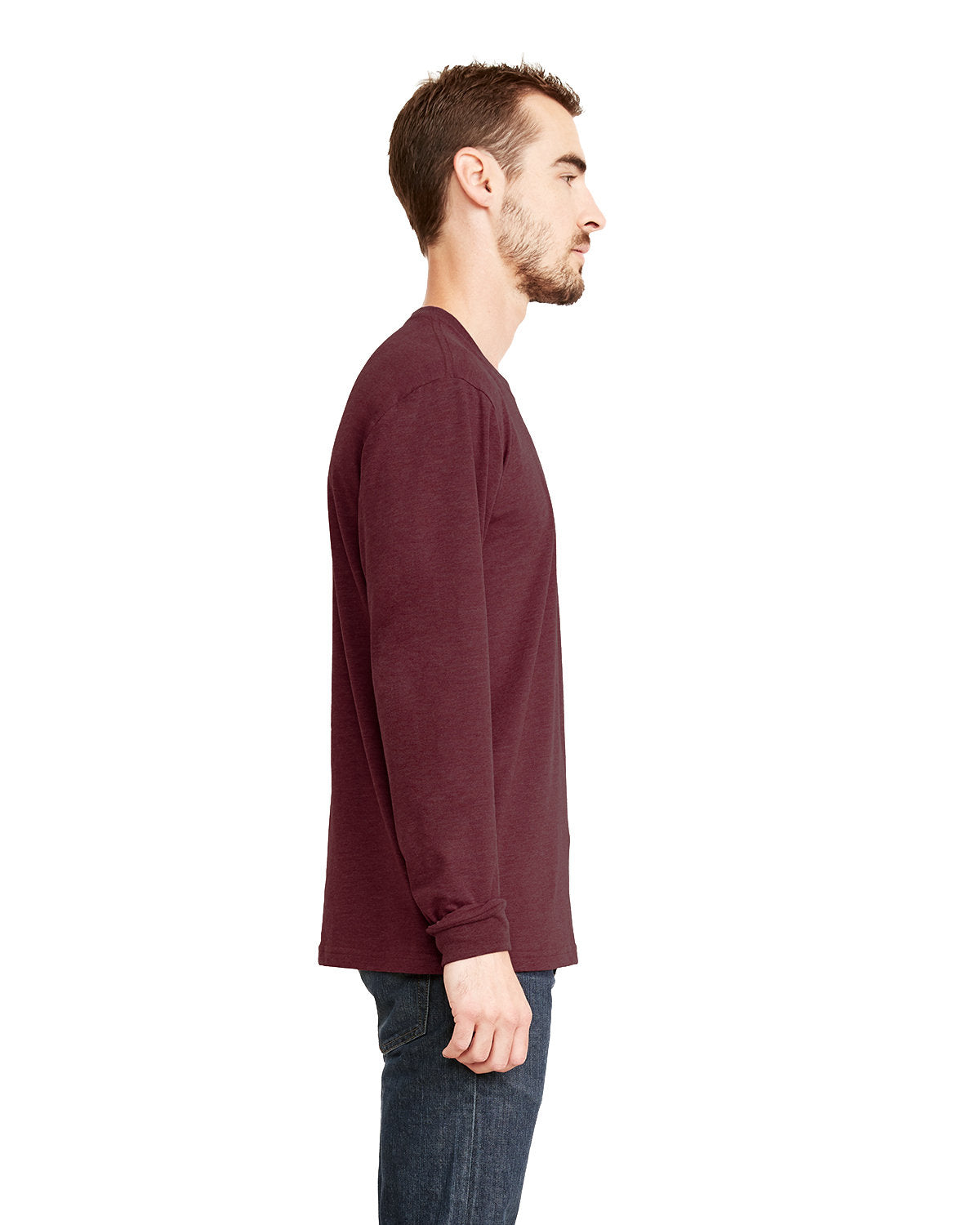 Unisex Sueded Long-Sleeve Crew - Heather Maroon