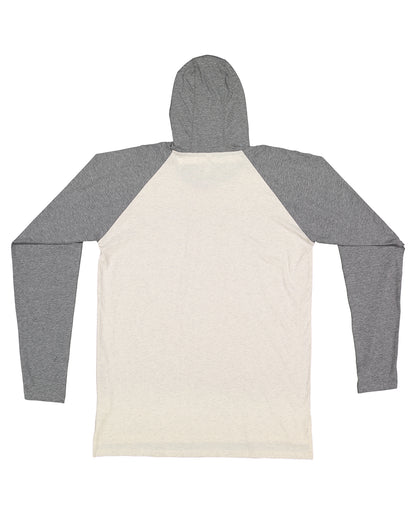 Men's Hooded Raglan Long Sleeve Fine Jersey T-Shirt - Nt Heather / Gray Heather / Tt