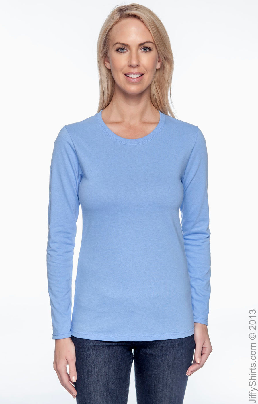 Ladies' Heavy Cotton™ 5.3 oz. Long-Sleeve T-Shirt - Carolina Blue