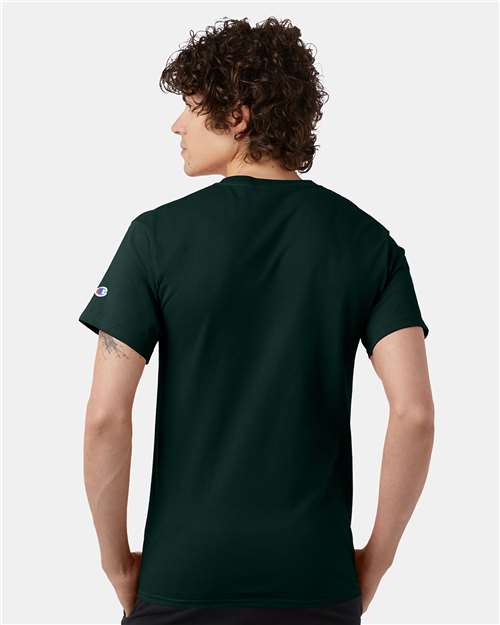 Champion T425 Dark Green — on model back