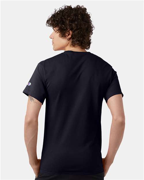 Champion T425 Navy — on model back